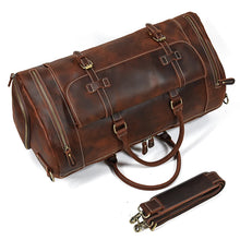 Load image into Gallery viewer, Luufan Genuine Leather Men's Travel Bag With Shoe Pocket