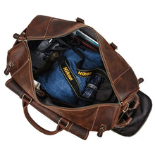 Load image into Gallery viewer, Luufan Genuine Leather Men's Travel Bag With Shoe Pocket