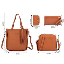 Load image into Gallery viewer, 4pcs/Set PU Leather Handbag Fringe Shoulder Bags Purse Set Tote Bag Crossbody Bag Wallet Purse Messenger Satchel for Women
