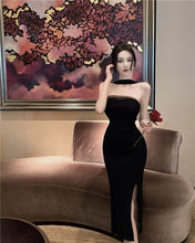 Load image into Gallery viewer, Sexy Black Knitted Mesh Tube Top Dress