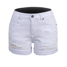 Load image into Gallery viewer, Elastic Hole Curling Women's Denim Shorts
