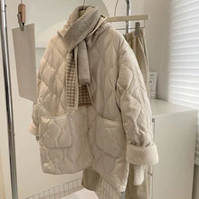 Load image into Gallery viewer, Winter Stitching Diamond Lattice Cotton-padded For Women Baggy Coat