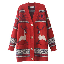 Load image into Gallery viewer, Genuine Christmas Style Knitted Cardigan Sweater