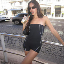 Load image into Gallery viewer, Fashion Off-shoulder Stitching Strapless Pants Suit Women