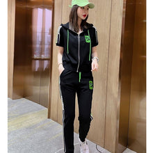 Load image into Gallery viewer, 2023 Summer New Women Tracksuit Loose Fashion Casual Short Sleeve Hooded Top Pants