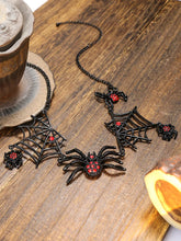 Load image into Gallery viewer, Black Spider web necklace Halloween