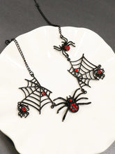 Load image into Gallery viewer, Black Spider web necklace Halloween