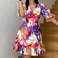 Load image into Gallery viewer, Casual V Neck Short Sleeve Midi Dress Woman Spring Summer Fashion