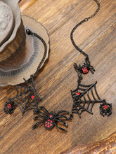Load image into Gallery viewer, Black Spider web necklace Halloween