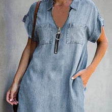 Load image into Gallery viewer, Denim Dress With Zip Closure