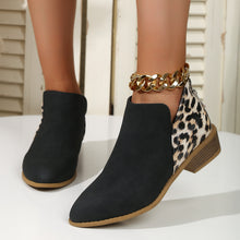 Load image into Gallery viewer, Fashion Leopard Print Boots Women Pointed Toe Chunky Heel Back Zipper Shoes