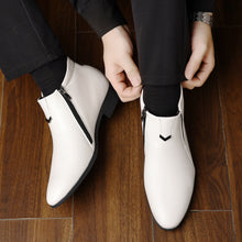 Load image into Gallery viewer, Men's Pointed Side Zipper Leather Ankle Boots