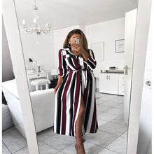 Load image into Gallery viewer, striped long-sleeved shirt dress