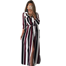 Load image into Gallery viewer, striped long-sleeved shirt dress