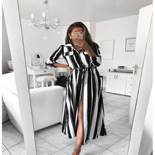 Load image into Gallery viewer, striped long-sleeved shirt dress