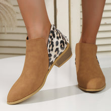 Load image into Gallery viewer, Fashion Leopard Print Boots Women Pointed Toe Chunky Heel Back Zipper Shoes