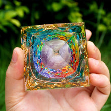 Load image into Gallery viewer, Handmade Amethyst Crystal Sphere Orgone Pyramid Copper Blue Quartz EMF Protection Energy Orgonite - foxberryparkproducts