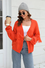 Load image into Gallery viewer, Double Take Fringe Trim Open Front Cardigan