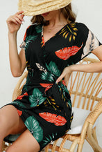Load image into Gallery viewer, Printed Surplice Neck Short Sleeve Side Tie Mini Dress