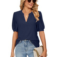 Load image into Gallery viewer, European and American Summer Casual V Neck Solid Color Tshirt