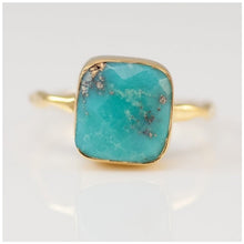 Load image into Gallery viewer, Simple Square Turquoise 18k Gold Plated Ring