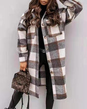 Load image into Gallery viewer, Spring And Autumn New Women's Plaid Brushed Medium Long Woolen Coat