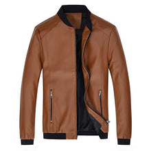 Load image into Gallery viewer, Men's Stand-Up Collar Leather Jacket