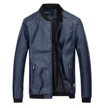 Load image into Gallery viewer, Men's Stand-Up Collar Leather Jacket