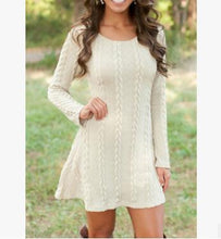 Load image into Gallery viewer, Women Causal Short Sweater Dress Female Autumn Winter White Long Sleeve Loose knitted Sweaters Dresses - foxberryparkproducts