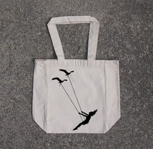 Load image into Gallery viewer, Flying bird swing- cotton canvas natural tote bag - foxberryparkproducts
