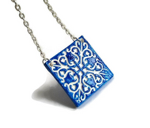 Load image into Gallery viewer, LARA - Blue Azulejo Necklace - foxberryparkproducts