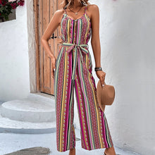 Load image into Gallery viewer, Summer Fashion Women Sexy Striped Resort Style Casual Halter Jumpsuit