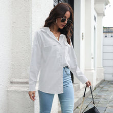Load image into Gallery viewer, Cotton Double Pocket Long Sleeved Women Loose Shirt Spring And Summer New - foxberryparkproducts