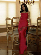 Load image into Gallery viewer, Sleeveless Bodycon Midi Lace Satin Dress