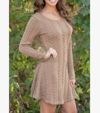 Women Causal Short Sweater Dress Female Autumn Winter White Long Sleeve Loose knitted Sweaters Dresses - foxberryparkproducts