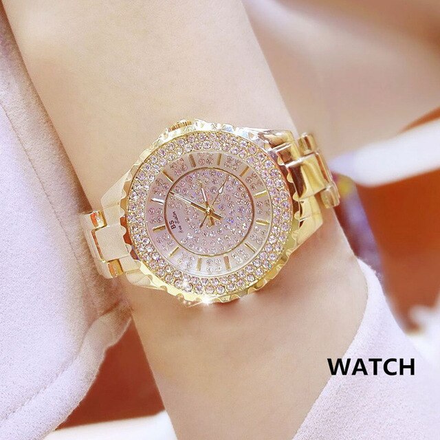 Women Watches 2019 Luxury Brand Diamond Quartz Ladies Rose Gold Watch