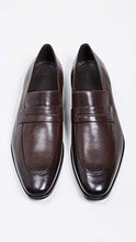 Load image into Gallery viewer, Hugo Boss Mens Highline Leather Square Toe Penny Loafer, Dark Brown, Size 11.0 - foxberryparkproducts