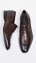 Load image into Gallery viewer, Hugo Boss Mens Highline Leather Square Toe Penny Loafer, Dark Brown, Size 11.0 - foxberryparkproducts