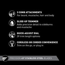 Load image into Gallery viewer, Panasonic Multigroom Beard Trimmer Kit For Face, Head, Body Hair Styling and Grooming, 39 Quick-Adjust Dial Trim Settings, Cordless/Cord, – ER-GB80-S, Silver - foxberryparkproducts