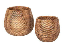 Load image into Gallery viewer, KOUBOO La Jolla Coco Rattan Bowl, Honey-Brown, Large Planter - foxberryparkproducts