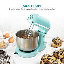 Load image into Gallery viewer, Delish by Dash Compact Stand Mixer 3.5 Quart with Beaters & Dough Hooks Included - Aqua, Blue (DCSM350GBBU02) - foxberryparkproducts