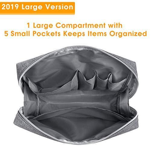 Large Makeup Bag Zipper Pouch Travel Cosmetic Organizer for Women and Girls (Large, Grey) - foxberryparkproducts