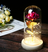 Load image into Gallery viewer, Beauty And The Beast Rose In LED Glass - foxberryparkproducts