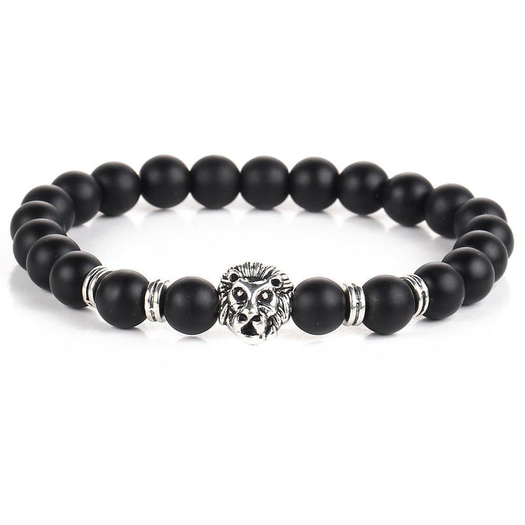 Bracelet Black Lion Head 18K White Gold Plated ID A114 - 1141 - foxberryparkproducts