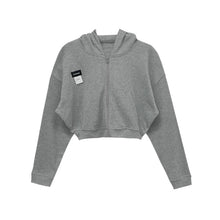 Load image into Gallery viewer, Short Long Sleeve Waffle Loose Hooded Sweatshirt - foxberryparkproducts