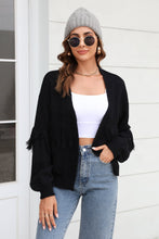 Load image into Gallery viewer, Double Take Fringe Trim Open Front Cardigan
