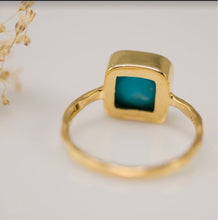 Load image into Gallery viewer, Simple Square Turquoise 18k Gold Plated Ring