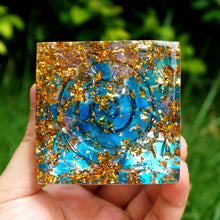 Load image into Gallery viewer, Handmade Amethyst Crystal Sphere Orgone Pyramid Copper Blue Quartz EMF Protection Energy Orgonite - foxberryparkproducts