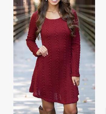 Women Causal Short Sweater Dress Female Autumn Winter White Long Sleeve Loose knitted Sweaters Dresses - foxberryparkproducts