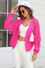 Load image into Gallery viewer, Double Take Fringe Trim Open Front Cardigan